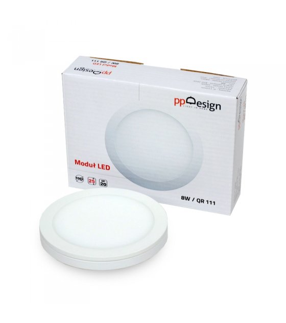 PP ŻARÓWKA MODUŁ LED ES111 AR111 QR111 230V 8W 3000K 680lm=60W 120 stopni wys.3cm