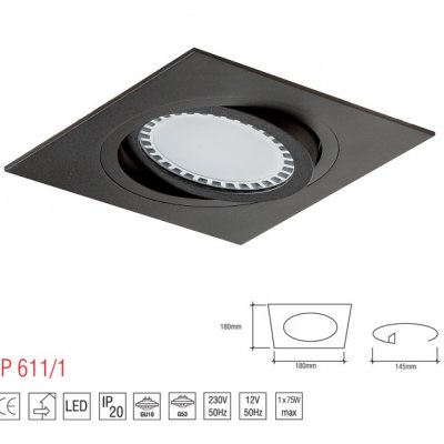 PP 611/1 OPRAWA HALOGENOWA ES111 AR111 QR111  -  NOWA WERSJA