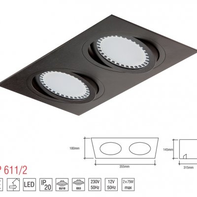 PP 611/2 OPRAWA HALOGENOWA ES111 AR111 QR111   -  NOWA WERSJA