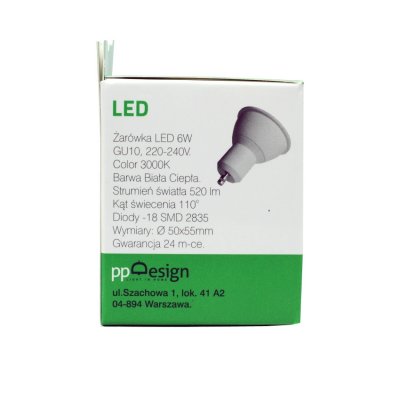 PP ŻARÓWKA LED PAR16 GU10 230V 6W 3000K 520lm=50W 110 STOPNI