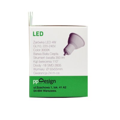 PP ŻARÓWKA LED PAR16 GU10 220-240V 4W 3000K 380lm=35W 110 STOPNI